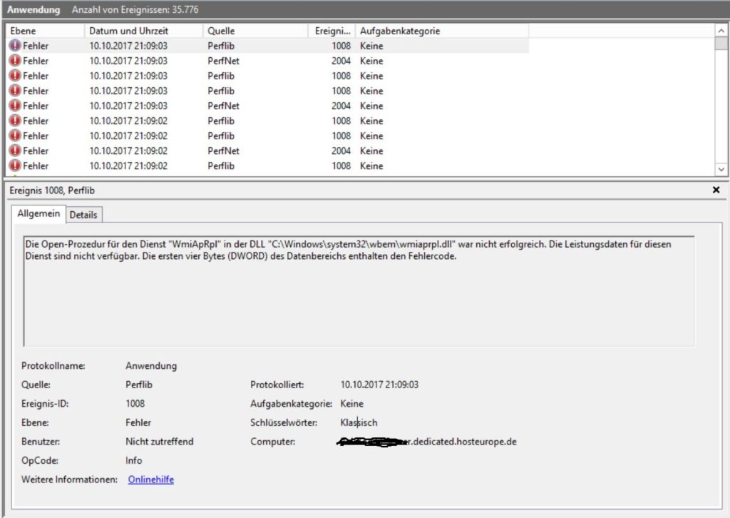 Die Open Prozedur Fur Den Dienst Wmiaprpl Event Id 1008 Chilltimes De Microsoft Blog